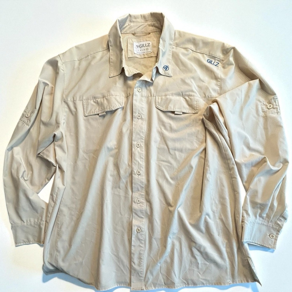 Men's Gillz 2XL Tan Bleached Sand Saltwater Series Fishing Shirt UPF Vented‎